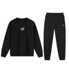 Li-Ning Comfortable Round Neck Drop Shoulder Sweatshirt And Elastic Long Pants Casual Sports Set Unisex Sportswear Black AWDU609-3+AKLSG29-1