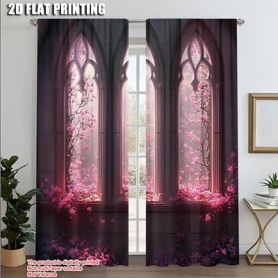 2-teiliger Vorhangstoff mit 2D-Druck, gotischem Fantasy-Gartenmotiv, vielseitig einsetzbar (ohne Stange) Dekorationen für den Heimgebrauch für verschiedene Räume