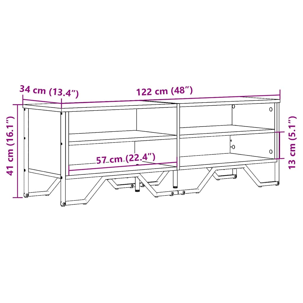 TV Stand Black 122 x 34 x 41 cm Engineered Wood