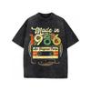 Retro Washed T Shirt Boho Crescent Moon Lunar Moth Flower Graphic Oversize T Shirt Casual Loose Streetwear Daily Wear