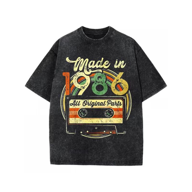 Retro Washed T Shirt Boho Crescent Moon Lunar Moth Flower Graphic Oversize T Shirt Casual Loose Streetwear Daily Wear