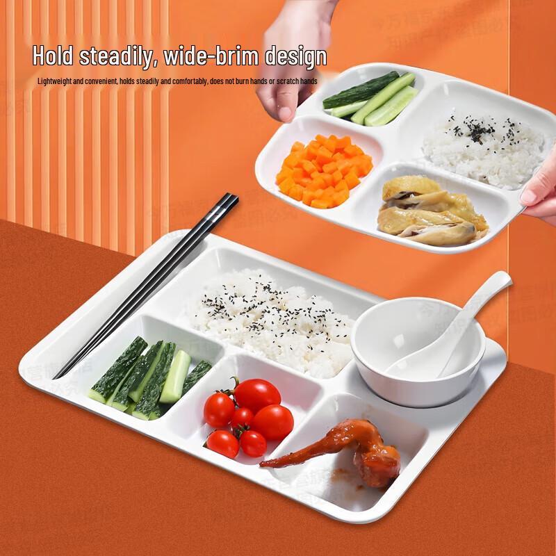 Commercial Melamine 6-Compartment Food Tray
