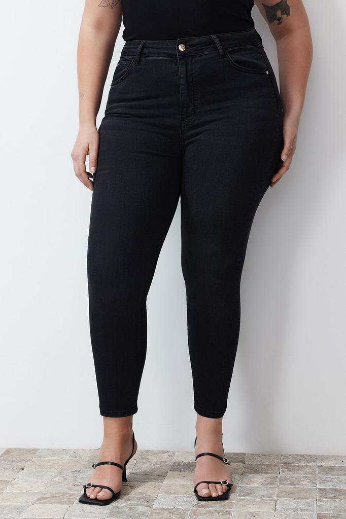 Women's Style Plus Size Black Slimming Effect Super Flexible High Waist Skinny Jeans