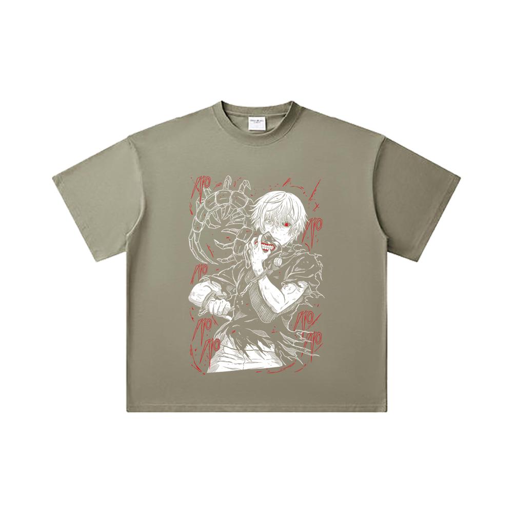 260 GSM Double Yarn 32 Count 100% Cotton Tokyo Ghoul V1 Print Unisex Heavy Cotton T Shirt