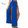 Maxi Skirt Sexy High Waist Side Slit Design Floor Length Skirt Solid Color Beach Travel Parties Slimming Skirt