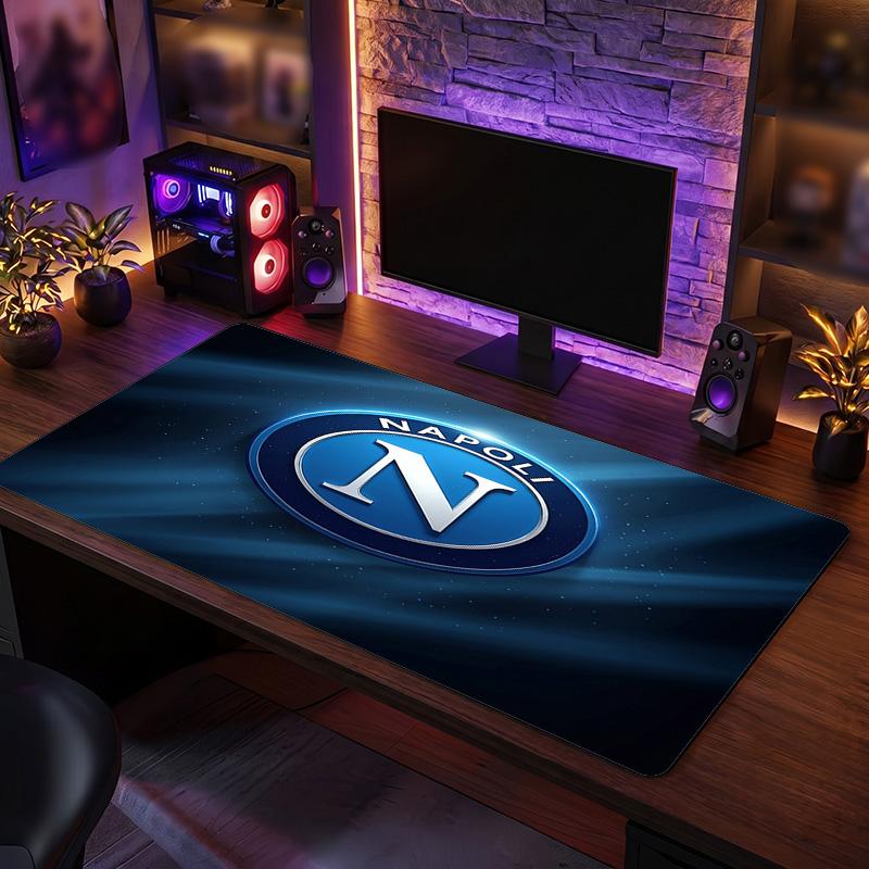 Napoli FC Theme Pattern Mouse Pad, Soccer Logo Design XXL Gaming Desk Mat Non-Slip Computer Mouse Pad