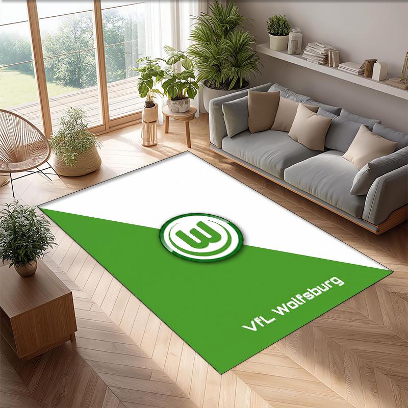 VfL Wolfsburg FC Soccer Football Pattern Soft Area Rug Non Slip Indoor Floor Carpet Sports Decor Mat for Bedroom