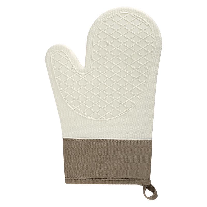 Silicone Heat-Resistant Anti-Slip Oven Gloves with Cotton Lining and Diamond Pattern