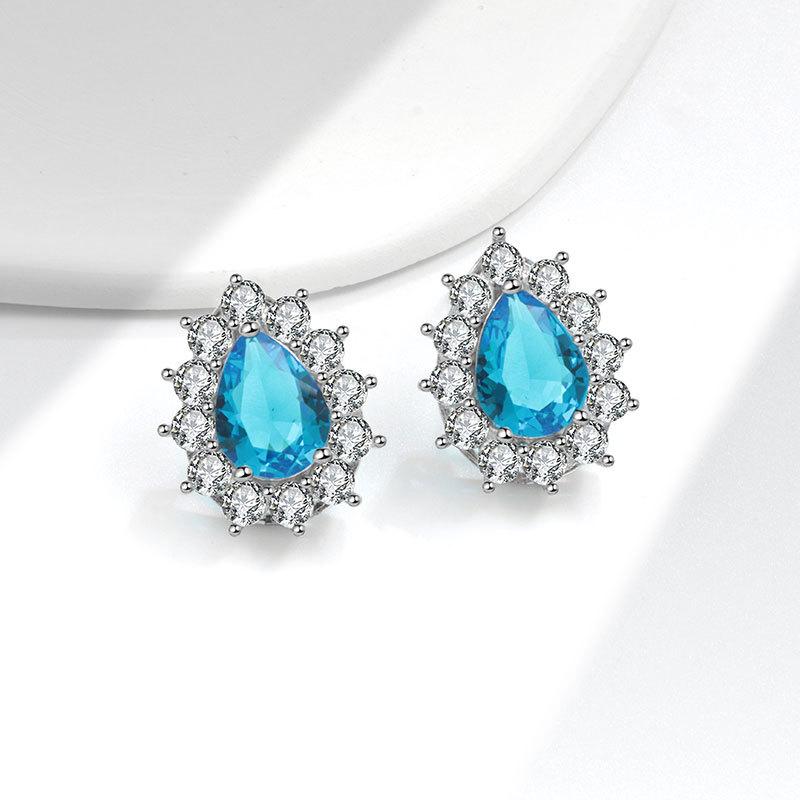 Luxury Pear Shaped Drop Earrings With Sparkling Crystals Minimalist Dainty Studs Versatile Jewelry For Women