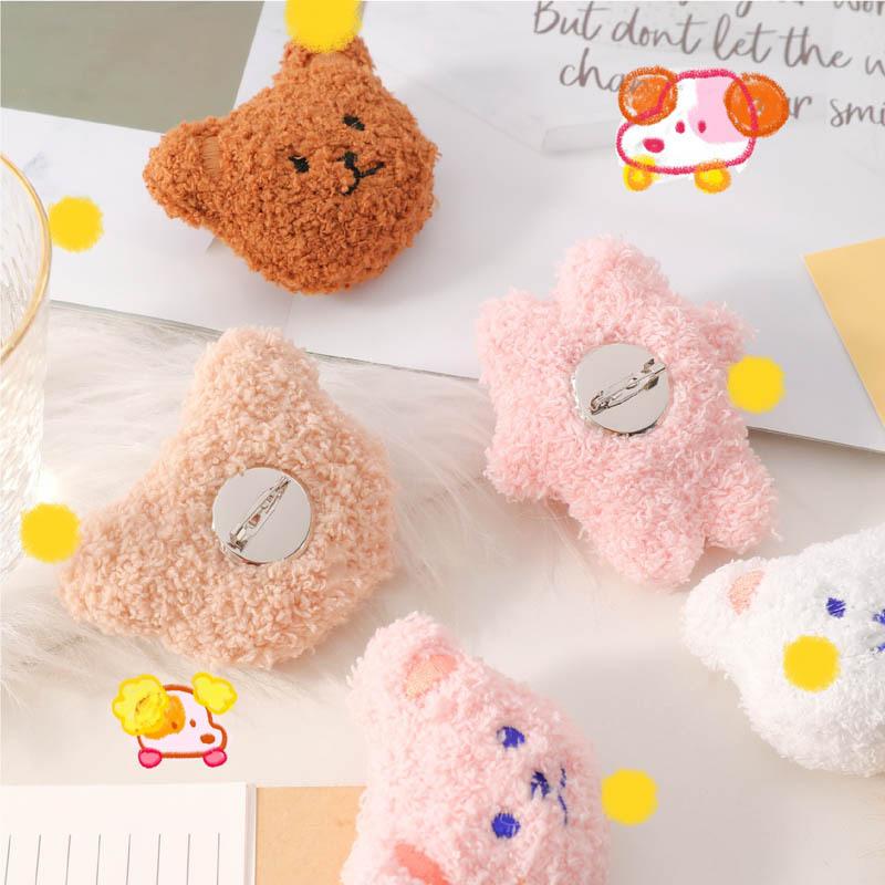 Cute Soft Cute Bear Pin Cartoon Plush Sweet Student Girl Children Uniform Lapel Clothes Hat Brooch Bag Pendant