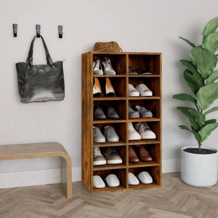815309 vidaXL Étagère à chaussures Chêne fumé 54x34x100,5 cm