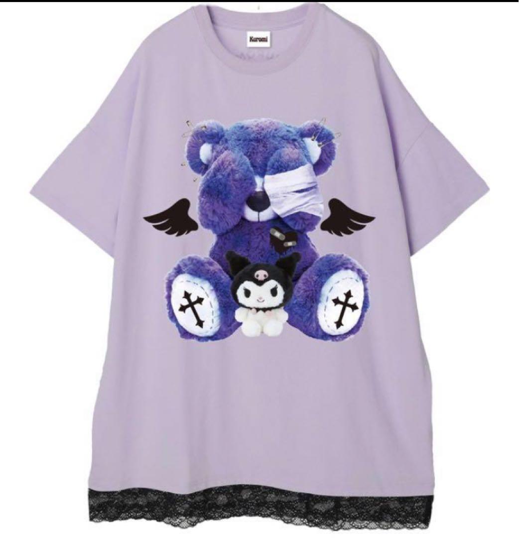 

[Б/У] Sanrio Kuromi медведь плюшевый мишка туника футболка с коротким рукавом массовое производство мина фиолетовый болезненно милый мечта