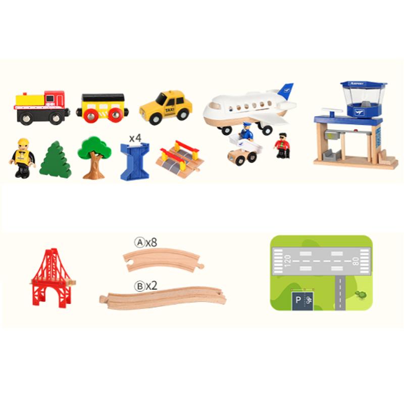 Airport Train Track Set Toys Children's Assembled Puzzle Boys And Girls Toys Suitable For Wood Tracks New Gift PD73