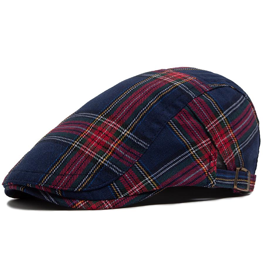 

Multi Color Plaid Flat Cap Vintage Women Casual Fashion Visor Beret Spring Autumn Newsboy Hat For Men Ladies Adjustable Unisex Темно-синій