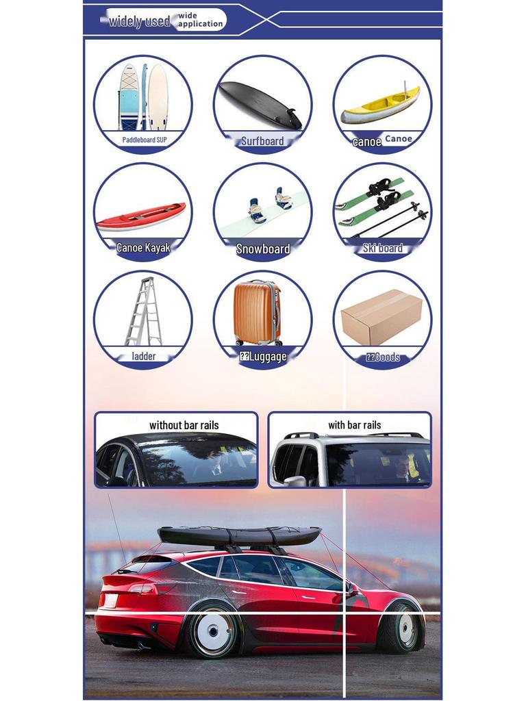 Universelles Soft-Dachgepäckträger für Autos für Gepäck, Kajaks, Surfbretter, Boote und Skier