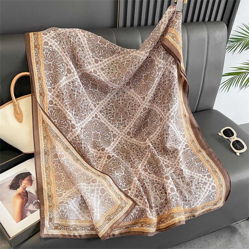 New Spring Women Cotton Scarf Beach Hijab Shawls and Wraps  Luxury Brand Flower Female Foulard Echarpe Designer Bandana
