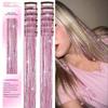 12pcs Colorful Shiny Synthetic Sparkling Tinsel Hair Extensions for Women Braiding Tools BB Clip Wig Concert Hair Accessories