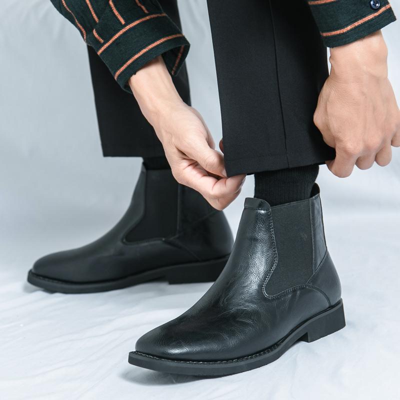 Marque de créateur Hiver Bottines montantes courtes Simples Classiques Bureau Chaussures Décontractées Business pour Homme Bottines courtes en cuir polyvalentes pour homme