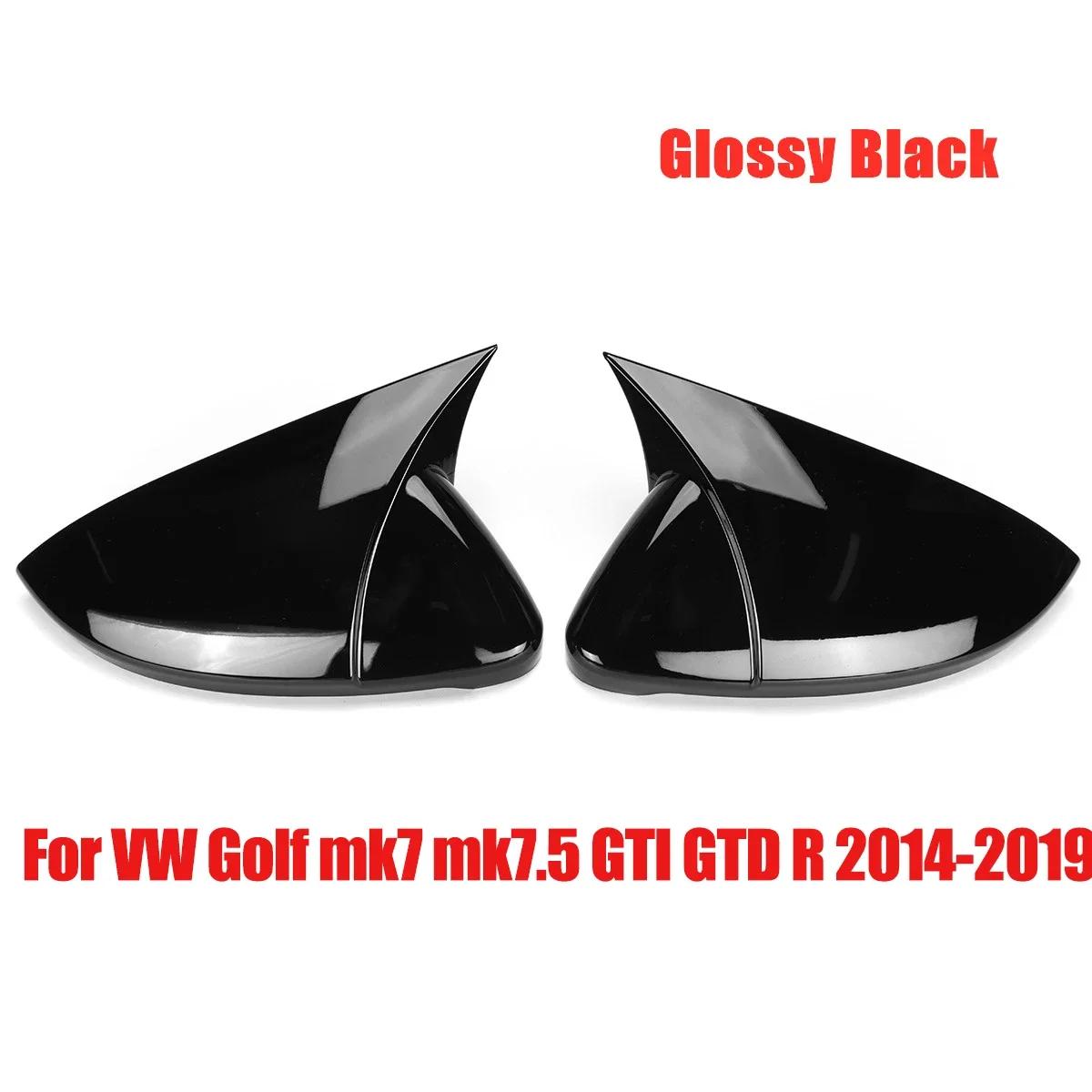 

For VW Golf MK6 MK7 7.5 GTI R GTD Base 2009-2020 Pair Side RearView Mirror Cover Caps Mirror Case Gloss Black/Carbon Look