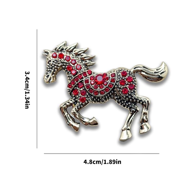 Enamel Horse Shape Brooch with Sparkling Rhinestones Details Versatile Zinc Alloy Pin Jewelry for Gift Giving