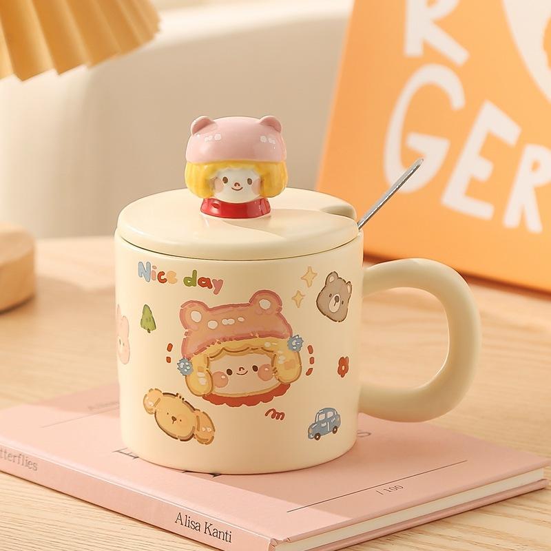 

Практичный и милый сувенир с крышкой, термостойкая кружка, большая емкость для воды, для друзей, трехмерная кружка-аватар 400ml