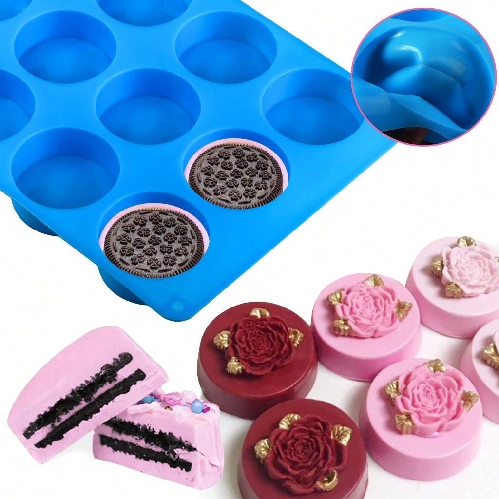Blue Chocolate Cookie Mold, New Cylindrical Cookie Silicone Mold, Suitable For Candy Mini Cake Jelly Baking синий