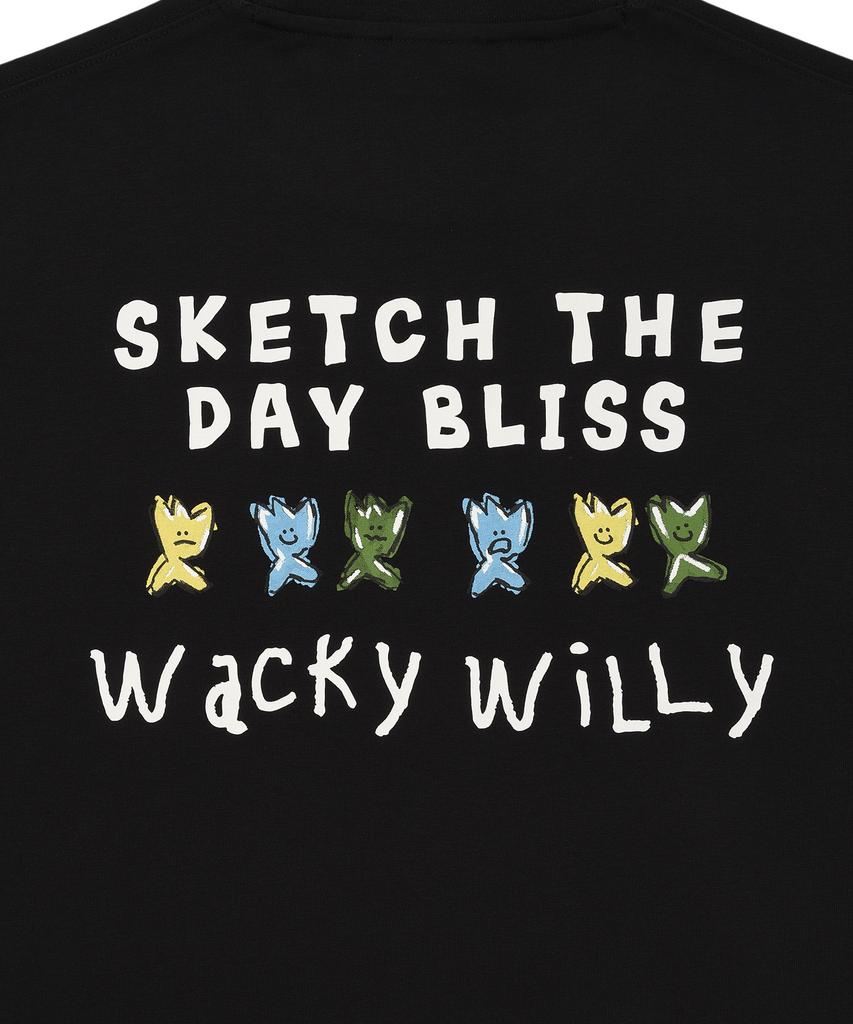 WACKY WILLY Kiki Typographic Short Sleeve T-Shirt Black