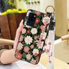 Waterproof Durable Phone Case For Oukitel C21 Wristband Wrist Strap Shockproof Silicone Kickstand Protective Ring Flower