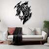 Metal Tiger Wall Sculpture Iron Animal Art Outdoor Indoor Decor for Living Room Yard Balcony Garden