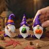 Halloween Gnome Statue Set of 3 Resin Figurines with Witch Hats and Seasonal Accessories for Indoor Outdoor Decor