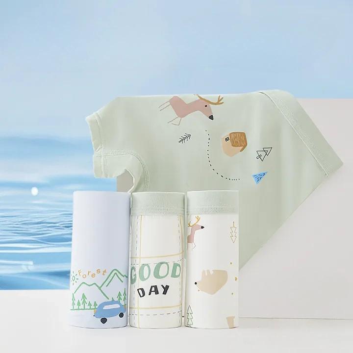 4Pcs Cute Cartoon Boys Modal Boxer Briefs Summer Breathable Soft Kids Daily Underwear Comfort Kids Shorts