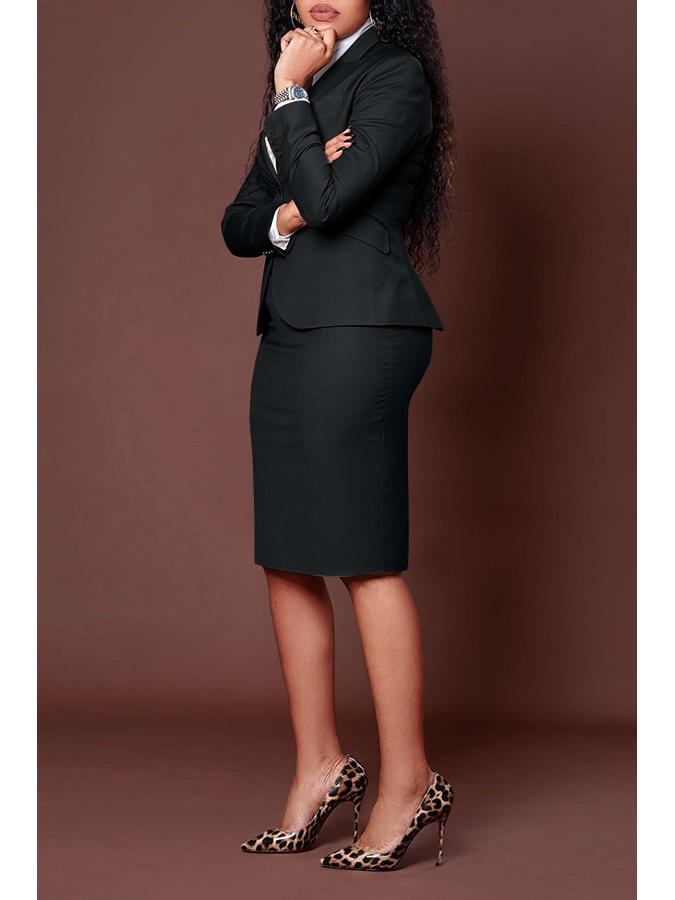 Blazer de Manga Larga con Falda con Abertura para Mujer, Estilo Europeo y Americano Transfronterizo, Otoño Invierno