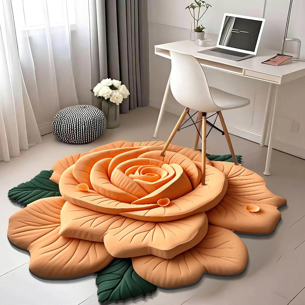 Soggiorno casa 3d tridimensionale tappetino da pavimento fiore tappetino da pavimento velluto cristallo tappeto rotondo casa petali di peonia speciale tappetino a forma