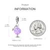 Copper Plated Purple Glass Flower Family Pendant Beads Fit Charms Plataoriginal Bracelet Beads Women Jewellery Making