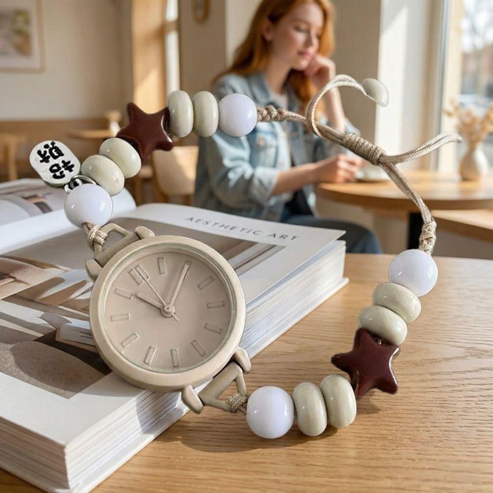 Vintage Watch Bracelet Woven Adjustable Hand Chain Forest Theme Beaded Wristwatches  Gift