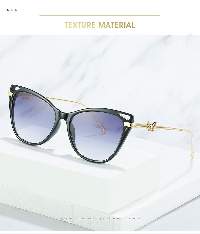 Óculos de Sol Femininos Cat Eye Borboleta Primavera 2022 - Armação de Metal Tendência, Estilo INS