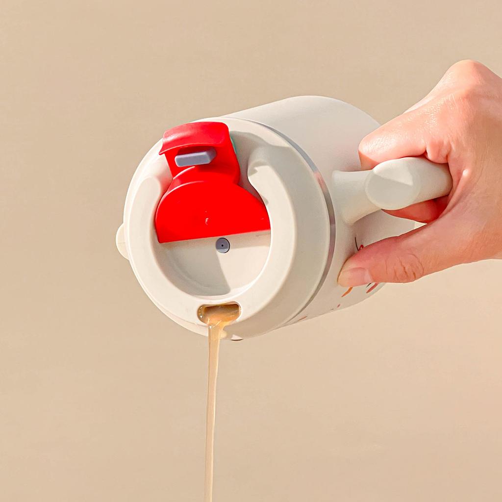430ml 304 Nerezová ocel Dvoustěnný Hrnček na kávu s uchem Přenosný Utěsněný Pohár na vodu Kancelář Hrnček na mléko a kávu Tumbler