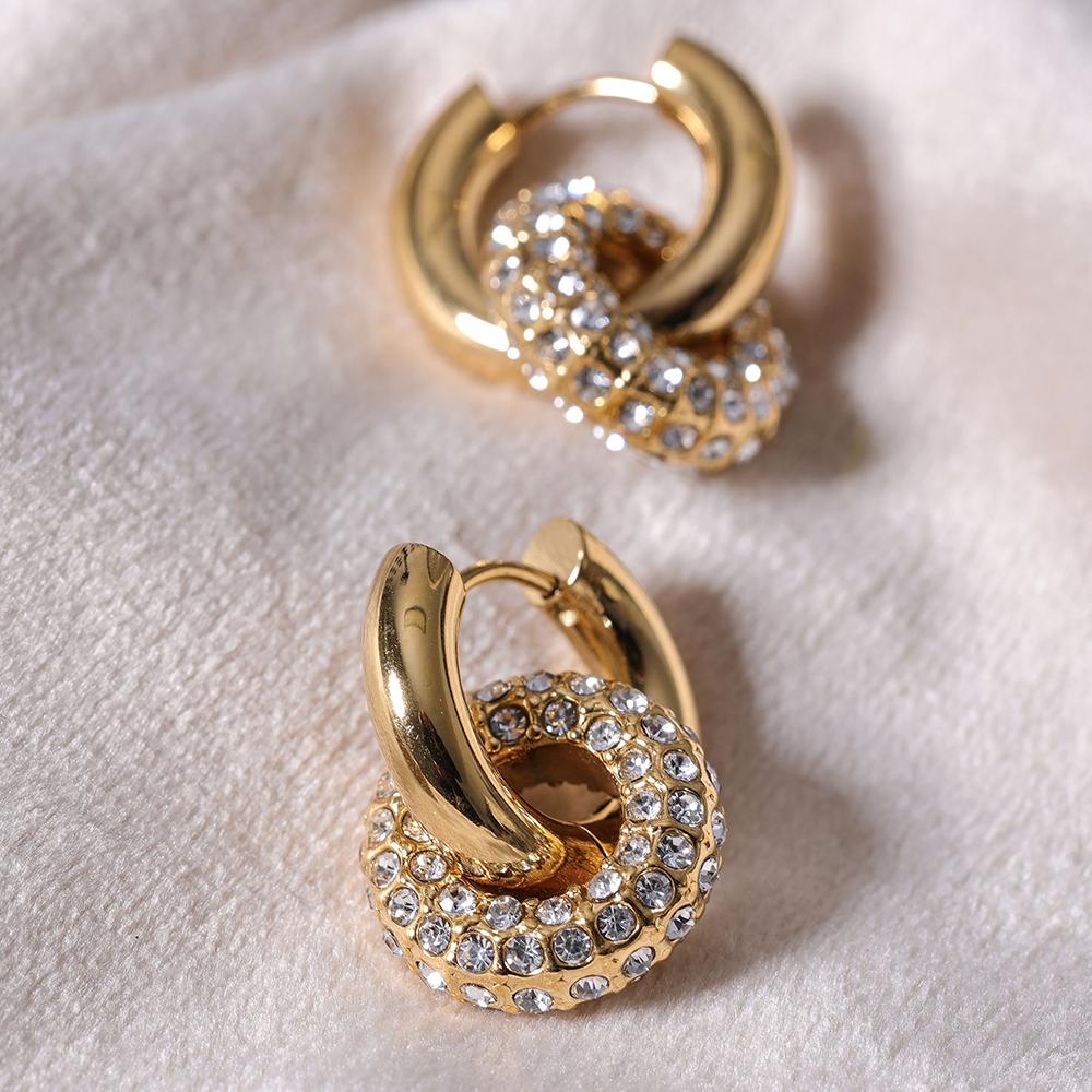 Eetit Нежные блестящие круглые серьги с кубическим цирконием из нержавеющей стали 18 — фото 8