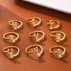 Copper Inlaid Zircon Alphabet Ring: Women's Fashionable Adjustable Open Ring