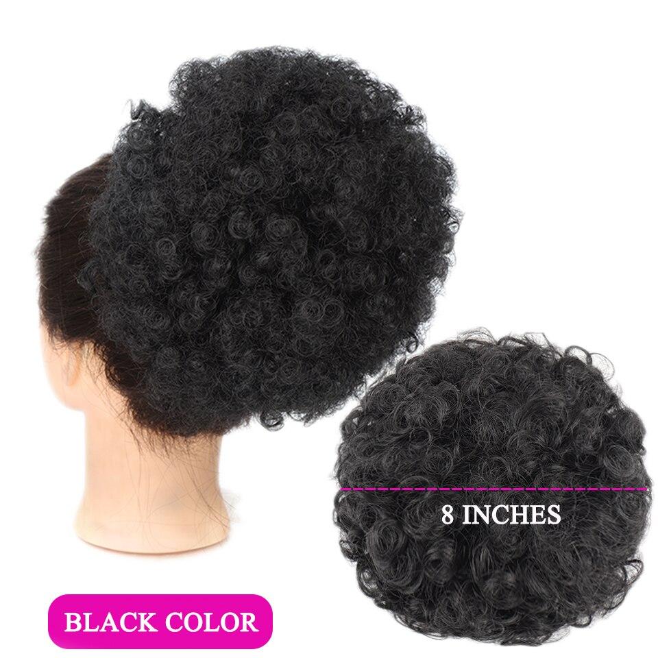 LUPU Afro Puff Chignon Synthetischer Haarknoten Kurzer Kinkys Curly Kordelzug Pferdeschwanz für schwarze Frauen Afroamerikanische Haarteile