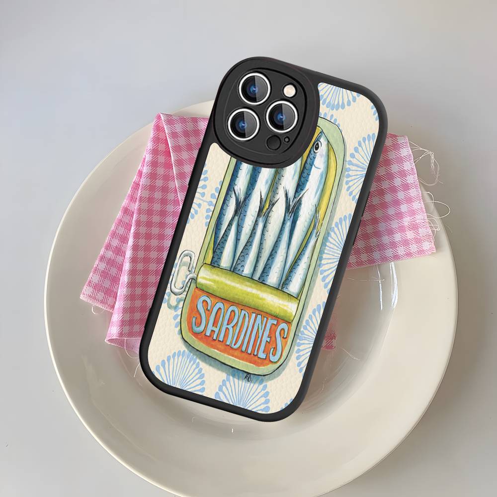 Sardines Fish Phone Cover For IPhone 16 15 14 13 12 11 Pro Max Plus Leather Soft Case