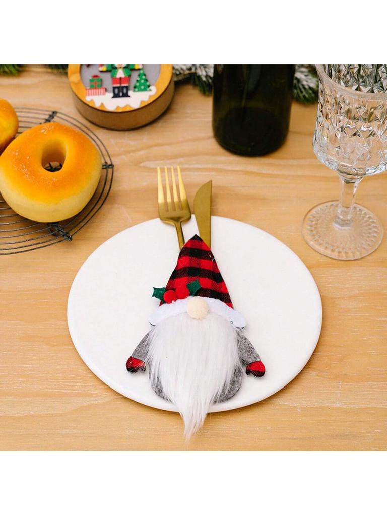 Christmas Tableware Holder Swedish Santa Gnome Knife Fork Pouch Bag for Xmas New Year Party Dinner Table Decoration Ornaments