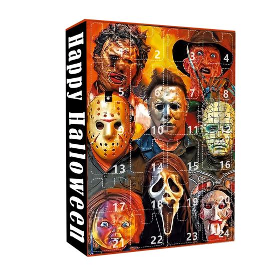 Halloween Advent Calendar 2025 24 Days Countdown Calendar with 24 Pcs Collectible Horror Pendants/Earrings Surprise Gifts for Halloween Decor