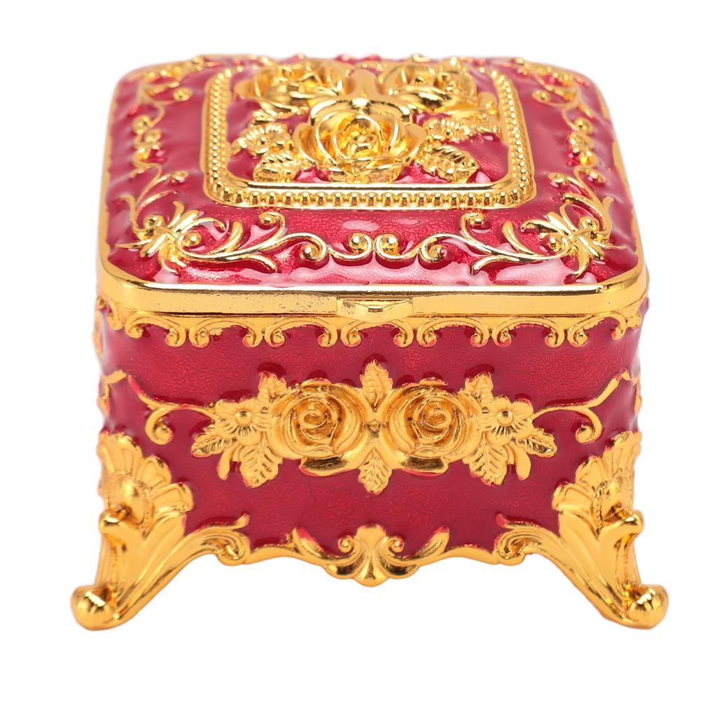 European Style Vintage Metal Jewelry Box Square Decorative Trinket Jewelry Storage Box for Earrings