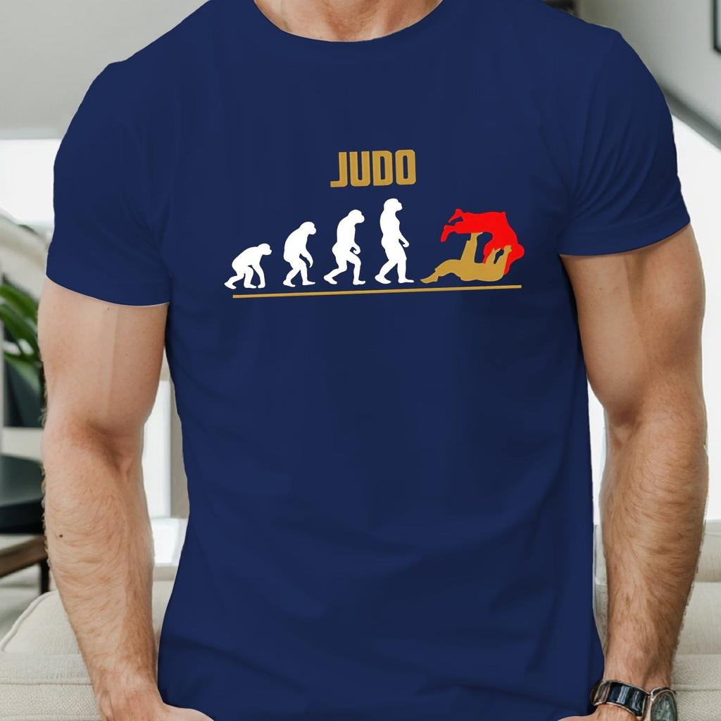 Judo Evolution Graphic Mens Cotton TShirt Casual Round Neck Short Sleeve Sports Tee
