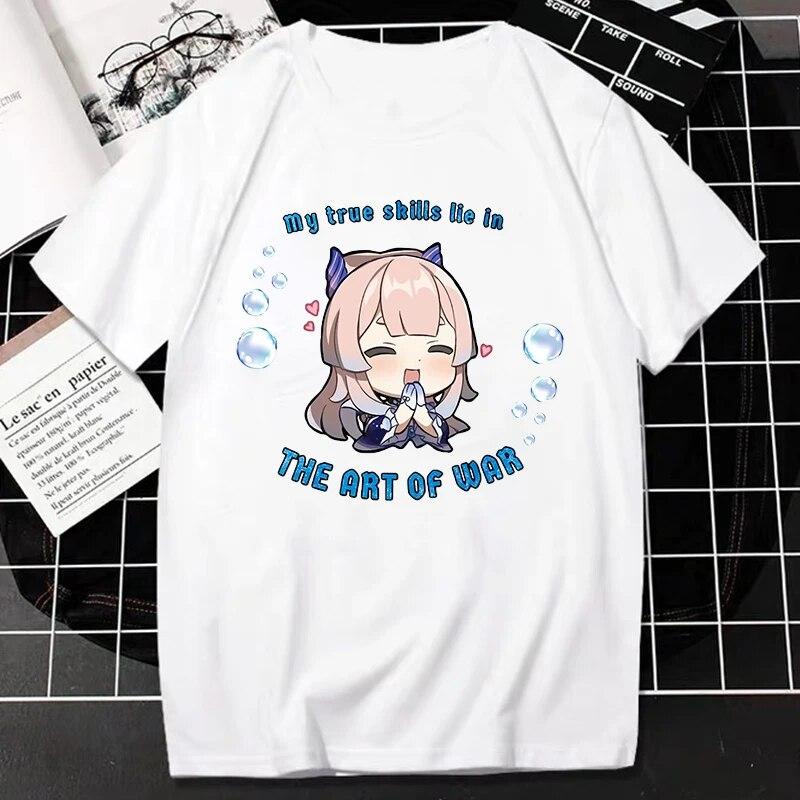 Nuovo Gioco Genshin Impact T-Shirt Donna Unisex Kawaii Top Classici Giochi Personaggio Stampa Grafica Top Harajuku Cartone Animato Streetwear Maglietta