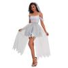Neues Damen Halloween Gespenst Brautkostüm weißes Netzkleid Party Bühnenshow Kostüm