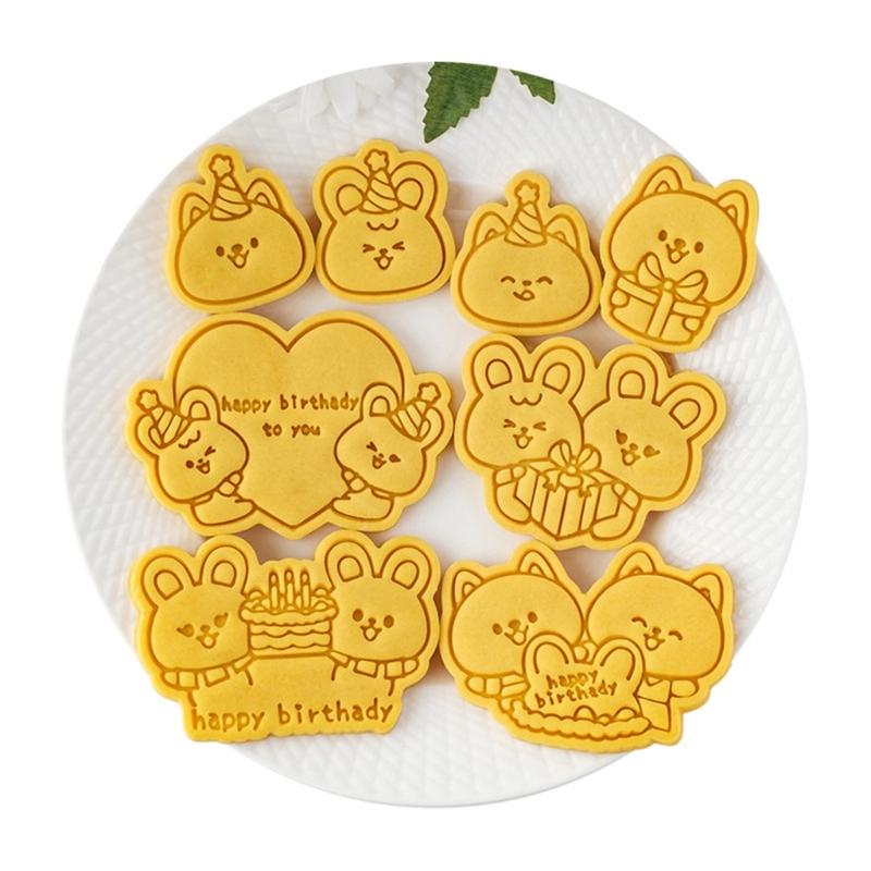 Animal Cookie Molds Bakings Pastrys Bakewares Cartoon Animal Biscuit Cutter Plastic Cookie Moulds Plastic Material