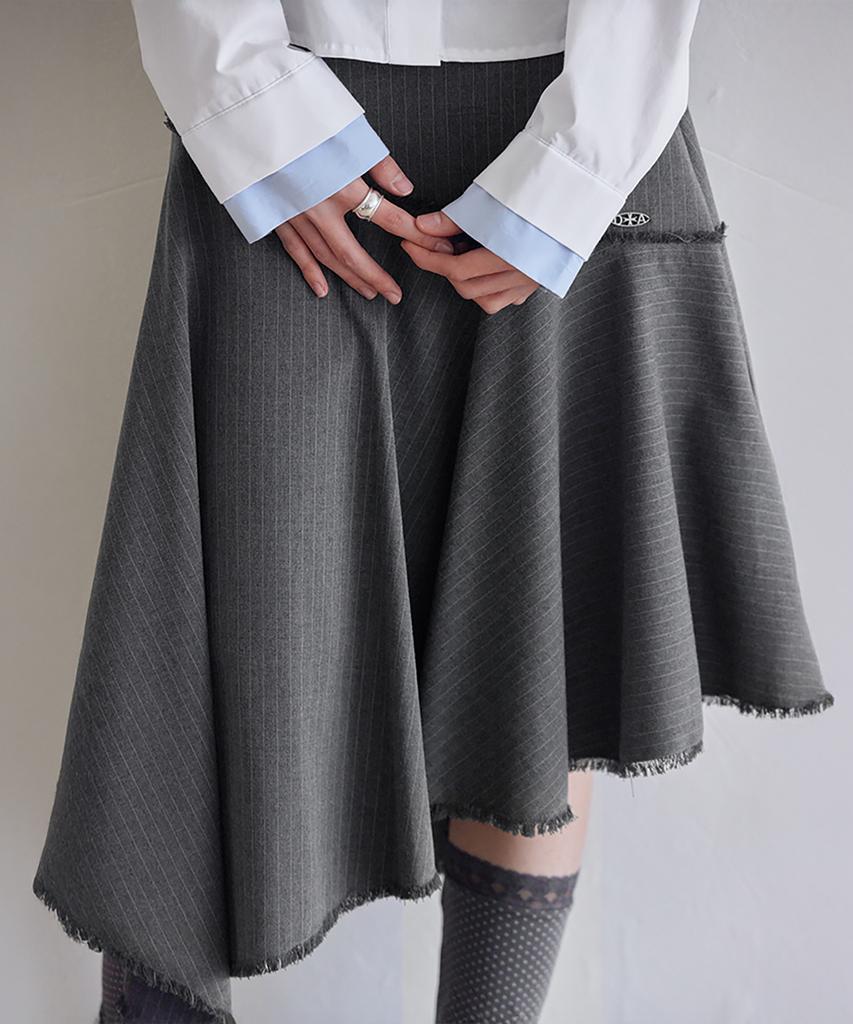 Leondeondada Archive Stripe Trim Midi Skirt, Charcoal