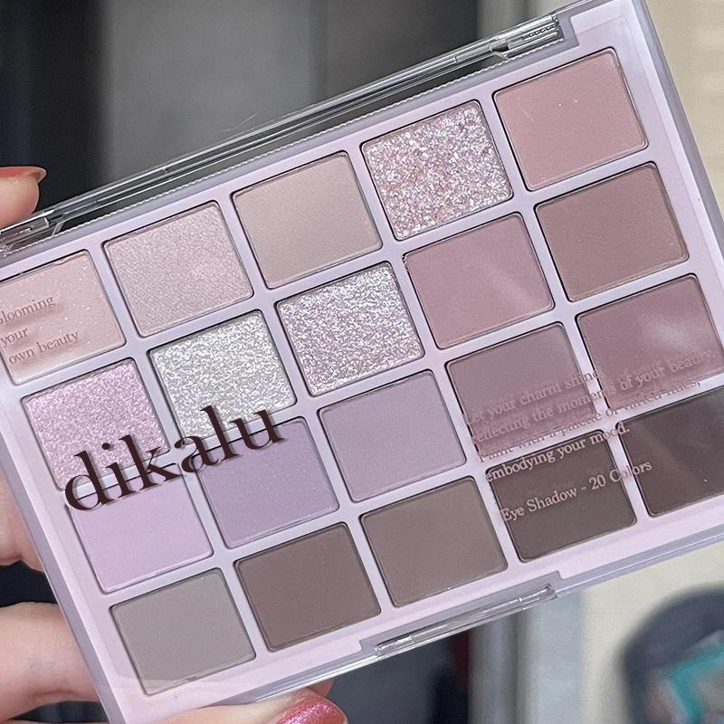 DIKALU 20-Color Korean Low Saturation Eyeshadow Tray Matte Waterproof Brown Pink Eye Shadow Palette Long-lasting Daily Makeup 20g